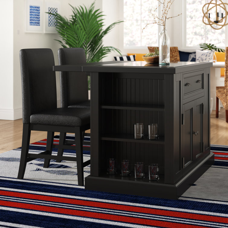 Beachcrest Home 48'' Wide Rolling Kitchen Island Set with